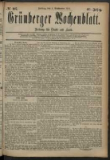 Grünberger Wochenblatt: Zeitung für Stadt und Land, No. 107. (5. September 1884)