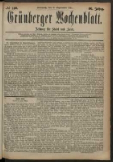 Gr&uuml;nberger Wochenblatt: Zeitung f&uuml;r Stadt und Land, No. 109. (10. September 1884)