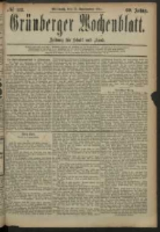 Grünberger Wochenblatt: Zeitung für Stadt und Land, No. 112. (17. September 1884)