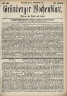 Grünberger Wochenblatt: Zeitung für Stadt und Land, No. 115. (24. September 1884)