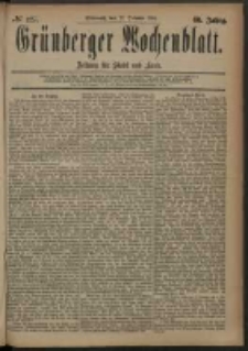 Grünberger Wochenblatt: Zeitung für Stadt und Land, No. 127. (22. October 1884)