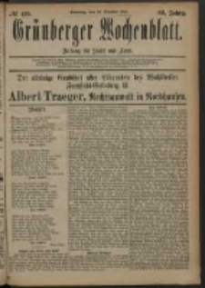 Gr&uuml;nberger Wochenblatt: Zeitung f&uuml;r Stadt und Land, No. 129. (26. October 1884)