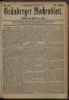 Grünberger Wochenblatt: Zeitung für Stadt und Land, No. 132. (2. November 1884)