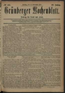 Grünberger Wochenblatt: Zeitung für Stadt und Land, No. 137. (14. November 1884)