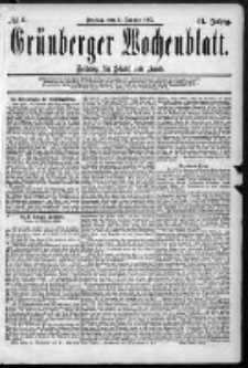 Grünberger Wochenblatt: Zeitung für Stadt und Land, No. 4. (9. Januar 1885)