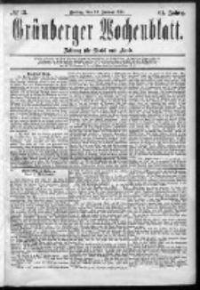 Gr&uuml;nberger Wochenblatt: Zeitung f&uuml;r Stadt und Land, No. 13. (30. Januar 1885)