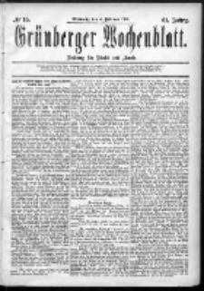 Gr&uuml;nberger Wochenblatt: Zeitung f&uuml;r Stadt und Land, No. 15. (4. Februar 1885)
