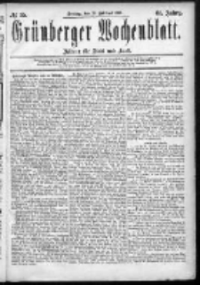 Grünberger Wochenblatt: Zeitung für Stadt und Land, No. 25. (27. Februar 1885)