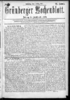 Gr&uuml;nberger Wochenblatt: Zeitung f&uuml;r Stadt und Land, No. 26. (1. M&auml;rz 1885)