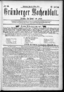 Gr&uuml;nberger Wochenblatt: Zeitung f&uuml;r Stadt und Land, No. 38. (29. M&auml;rz 1885)