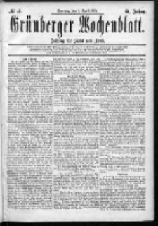 Grünberger Wochenblatt: Zeitung für Stadt und Land, No. 41. (5. April 1885)