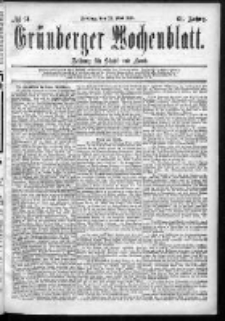 Gr&uuml;nberger Wochenblatt: Zeitung f&uuml;r Stadt und Land, No. 61. (22. Mai 1885)