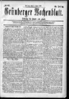 Gr&uuml;nberger Wochenblatt: Zeitung f&uuml;r Stadt und Land, No. 67. (5. Juni 1885)