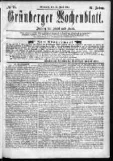 Gr&uuml;nberger Wochenblatt: Zeitung f&uuml;r Stadt und Land, No. 75. (24. Juni 1885)