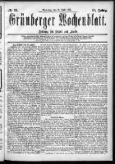 Gr&uuml;nberger Wochenblatt: Zeitung f&uuml;r Stadt und Land, No. 83. (12. Juli 1885)