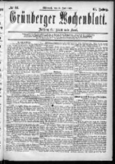 Grünberger Wochenblatt: Zeitung für Stadt und Land, No. 84. (15. Juli 1885)