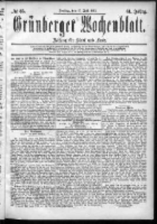 Gr&uuml;nberger Wochenblatt: Zeitung f&uuml;r Stadt und Land, No. 85. (17. Juli 1885)