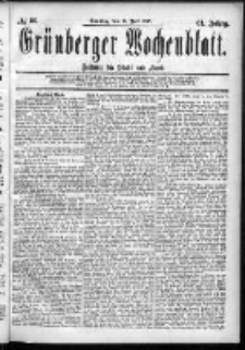 Grünberger Wochenblatt: Zeitung für Stadt und Land, No. 86. (19. Juli 1885)
