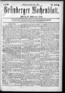 Gr&uuml;nberger Wochenblatt: Zeitung f&uuml;r Stadt und Land, No. 89. (26. Juli 1885)