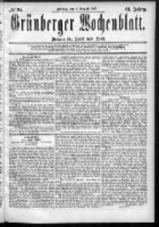 Gr&uuml;nberger Wochenblatt: Zeitung f&uuml;r Stadt und Land, No. 94. (7. August 1885)