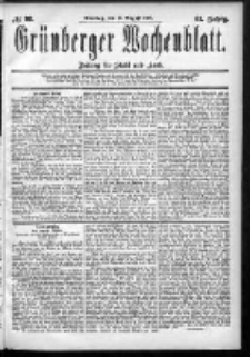 Grünberger Wochenblatt: Zeitung für Stadt und Land, No. 98. (16. August 1885)