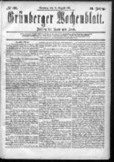 Gr&uuml;nberger Wochenblatt: Zeitung f&uuml;r Stadt und Land, No. 101. (23. August 1885)