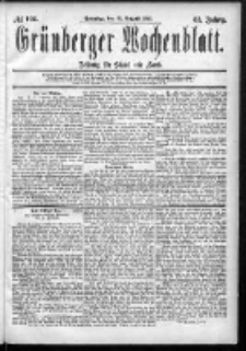 Gr&uuml;nberger Wochenblatt: Zeitung f&uuml;r Stadt und Land, No. 104. (30. August 1885)
