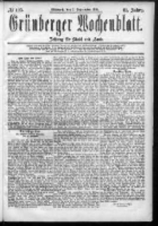 Grünberger Wochenblatt: Zeitung für Stadt und Land, No. 105. (2. September 1885)