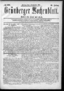 Grünberger Wochenblatt: Zeitung für Stadt und Land, No. 106. (4. September 1885)
