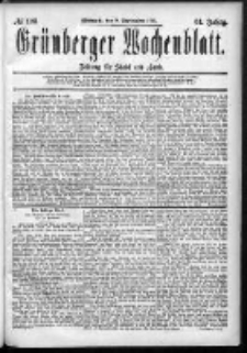 Gr&uuml;nberger Wochenblatt: Zeitung f&uuml;r Stadt und Land, No. 108. (9. September 1885)