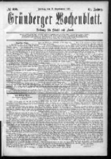Grünberger Wochenblatt: Zeitung für Stadt und Land, No. 109. (11. september 1885)