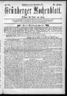 Grünberger Wochenblatt: Zeitung für Stadt und Land, No. 114. (23. September 1885)