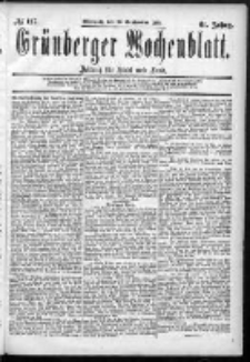 Grünberger Wochenblatt: Zeitung für Stadt und Land, No. 117. (30. September 1885)