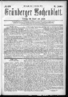 Grünberger Wochenblatt: Zeitung für Stadt und Land, No. 120. (7. October 1885)