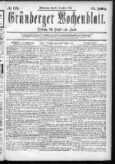 Gr&uuml;nberger Wochenblatt: Zeitung f&uuml;r Stadt und Land, No. 123. (14. October 1885)