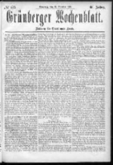 Gr&uuml;nberger Wochenblatt: Zeitung f&uuml;r Stadt und Land, No. 125. (18. October 1885)