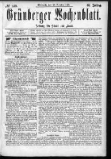 Gr&uuml;nberger Wochenblatt: Zeitung f&uuml;r Stadt und Land, No. 129. (28. October 1885)