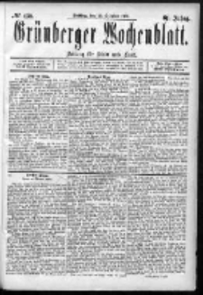 Grünberger Wochenblatt: Zeitung für Stadt und Land, No. 130. (30. October 1885)