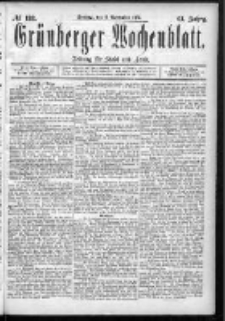 Grünberger Wochenblatt: Zeitung für Stadt und Land, No. 133. (6. November 1885)
