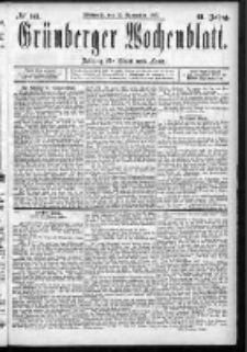 Grünberger Wochenblatt: Zeitung für Stadt und Land, No. 141. (25. November 1885)