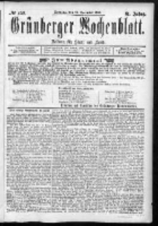 Grünberger Wochenblatt: Zeitung für Stadt und Land, No. 152. (20. December 1885)