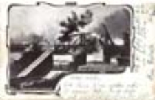 Gorzów Wlkp. / Landsberg a. W.; Brand der Warthenbrücke a.1. Juli 1905.