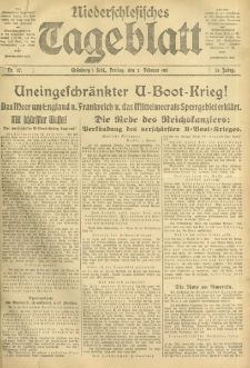 Niederschlesisches Tageblatt, no 27 (Freitag, den 2. Februar 1917)