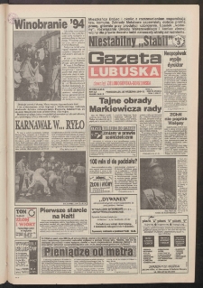 Gazeta Lubuska : dawniej Zielonogórska-Gorzowska R. XLII [właśc. XLIII], nr 225 (26 września 1994). - Wyd. 1
