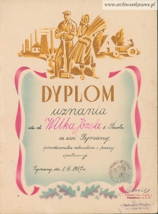 Józef Wilk - Dyplom uznania dla przodownika rolnictwa i pracy społecznej