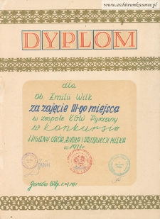 Dyplom dla Emilii Wilk