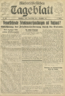 Niederschlesisches Tageblatt, no 281 (Sonnabend, den 1. Dezember 1917)