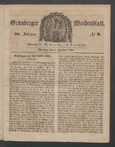 Grünberger Wochenblatt, No. 2. (7. Januar 1850)