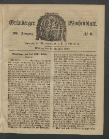 Gr&uuml;nberger Wochenblatt, No. 6. (21. Januar 1850)