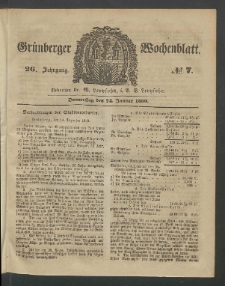 Gr&uuml;nberger Wochenblatt, No. 7. (24. Januar 1850)